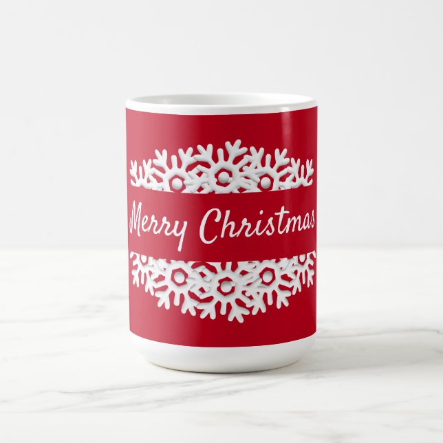 God jul röd och vit snöflinga kaffemugg (Center)