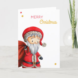God jul röd och vit tomte helgkort