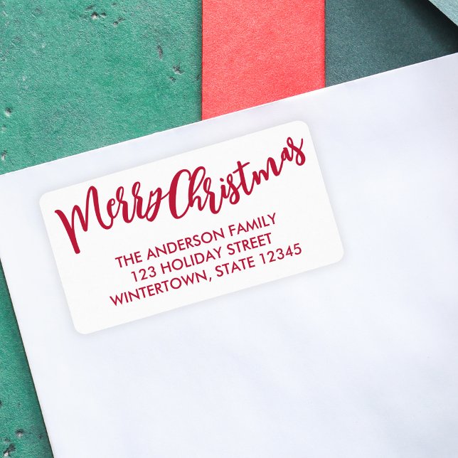 God Jul röd script returadress Adressetikett (Skapare uppladdad)