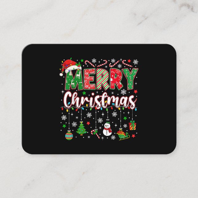 God Jul Röd Tomtehatt Ren Tomte Match Visitkort (Framsida)