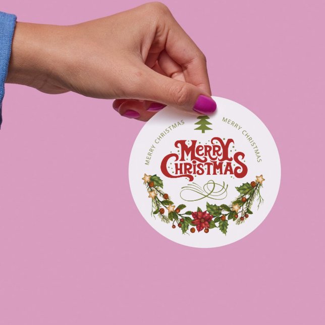 God Jul | Röd typografi Gåvor Etiketter (Skapare uppladdad)