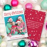 god jul röd vintage, enkelt foto julkort<br><div class="desc">helgdag-fotokort med röd vintage i snyggt,  två sidokort,  på baksidan av helgdag-meddelandet med snöflingor</div>