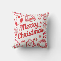 God Jul Röd & Vit Högtidlig Kuddthrow