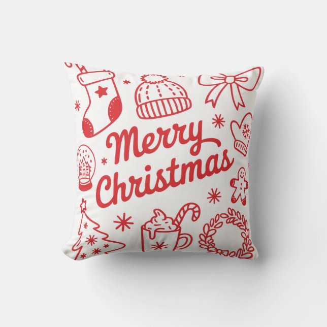 God Jul Röd & Vit Högtidlig Kuddthrow Kudde (Framsida)