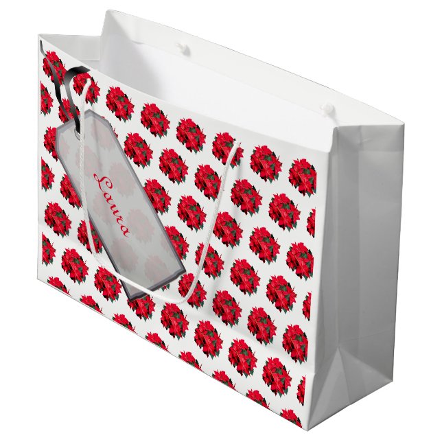 God jul röd/vit poinsettia-design (Framsidan Vinklad)
