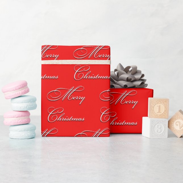 God jul röd vit presentpapper (Baby Shower)