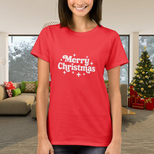 God jul röd vit reflektor t shirt
