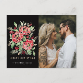 God Jul röda akvarellrosor foto Helg Vykort