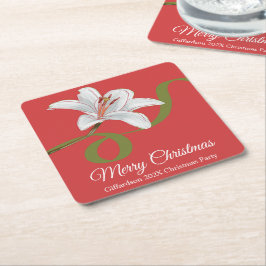 God Jul Röda Blommiga Namn Pappers Coaster Underlägg Papper Kvadrat