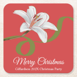 God Jul Röda Blommiga Namn Pappers Coaster Underlägg Papper Kvadrat
