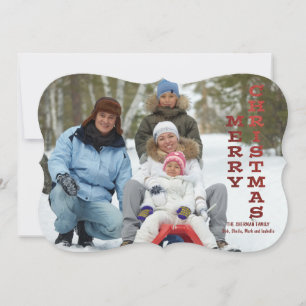 God Jul Röda Glittrande Fotokort Julkort