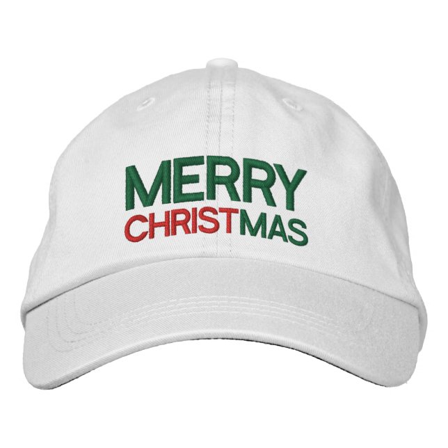 God Jul Röda Gröna och Vita Broderad Keps (Framsida)