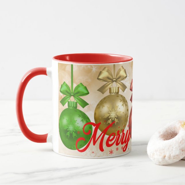 God Jul Röda Gröna Ornament Snöflingor Mugg (Med munk)
