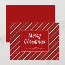 God Jul Röda Gröna Randiga Mönster Postkort