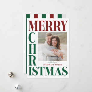 God Jul Röda Gröna Typografi Fyrkantig Foto Julkort
