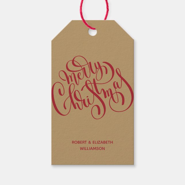 God Jul Röda Guld Högtid Presentetikett (Framsidan)