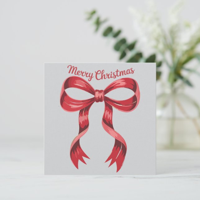 God Jul Röda Kokett Slöja Tjejig  Julkort (Stående Fram)
