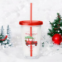 God Jul Röda Lastbils Akryl Tumbler