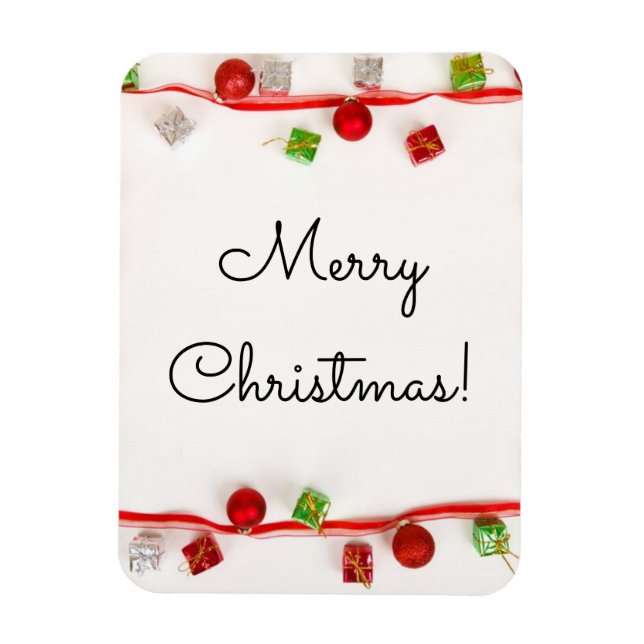 God Jul Röda och Gröna Ornamenter Magnet (Vertikal)