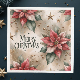 God jul, Röda och Guld Poinsettia Pappersservett