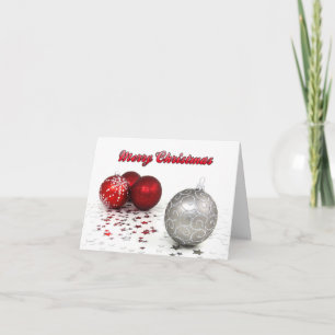 God Jul Röda och Silverdekorationer Kort