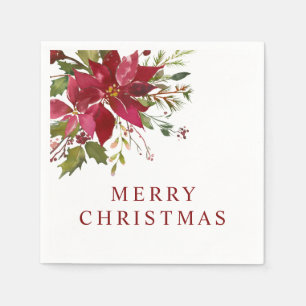 God jul Röda poinsettior Pappersservett