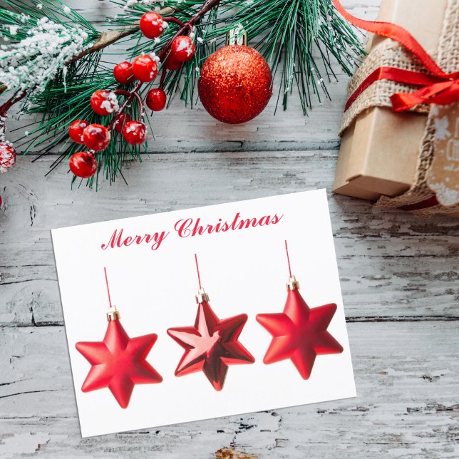 God jul Röda stjärnor dekoration med text Helg Vykort (Skapare uppladdad)