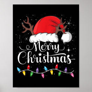 God Jul Röda Tomtehatten Ren Xmas Familj Poster
