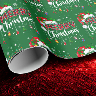 God Jul Röda Tomtehatten Ren Xmas Grön Presentpapper