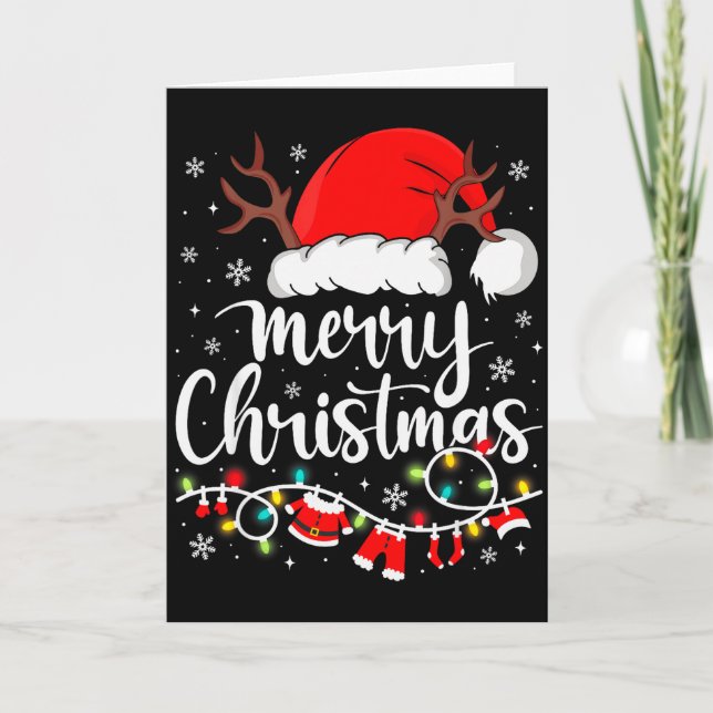 God Jul Röda Tomtehatten Ren Xmas Matchande Kort (Framsida)