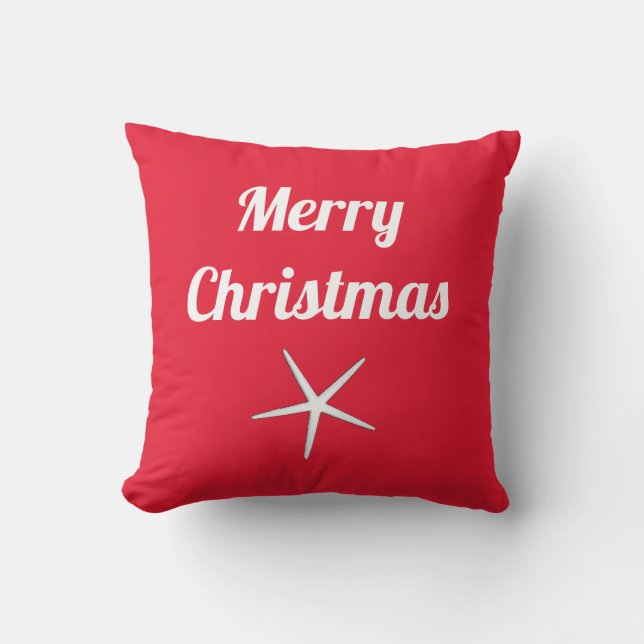 God Jul Röda Vita Marin Stjärna Julpresent Kudde (Framsida)