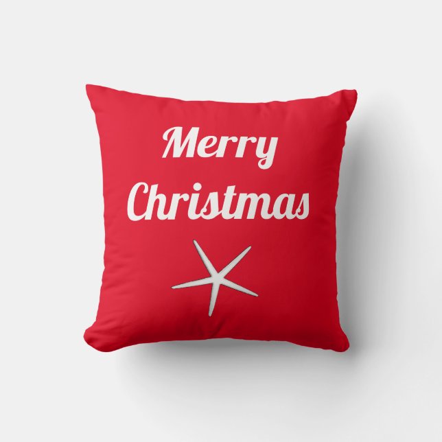 God Jul Röda Vita Marin Stjärna Julpresent Kudde (Framsida)