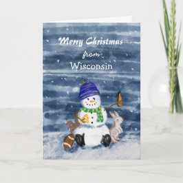 God Jul Rolig Akvarell Wisconsin Helgkort
