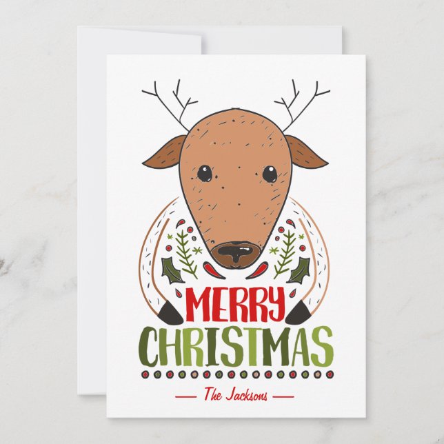 God Jul Rolig Älg Anpassat Namn Önskningar Julkort (Framsida)