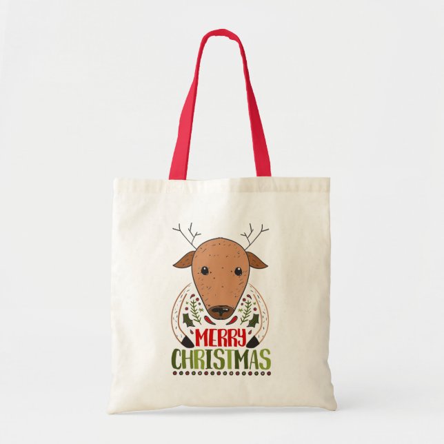God Jul Rolig Älg Julhandel Tygkasse (Framsidan)