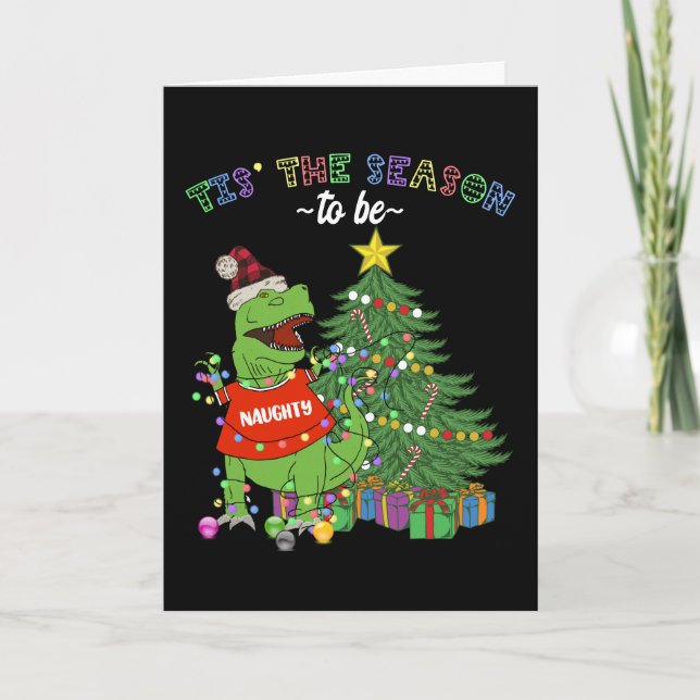 God Jul Rolig Busig Dinosaur Kort (Framsida)