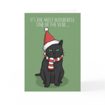 God Jul Rolig Grinig Katt i Tomtehatt