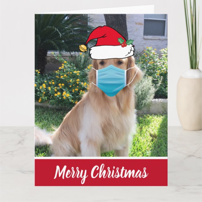 God jul Rolig hund i Ansikte Mask Kort (Framsida)