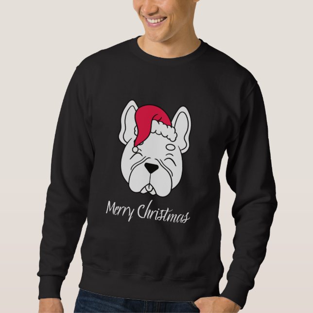 God jul rolig hund lång ärmad tröja (Framsida)