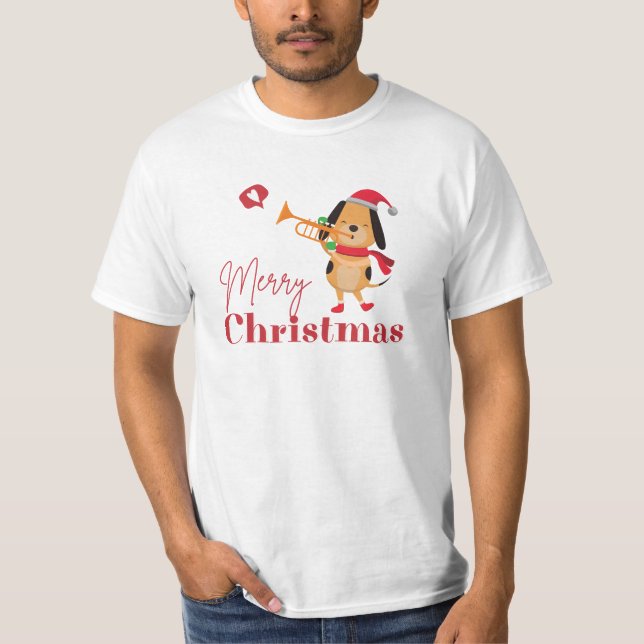 God jul rolig hund T-Shirt (Framsida)