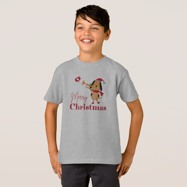 God jul rolig hund t shirt (Hel framsida)