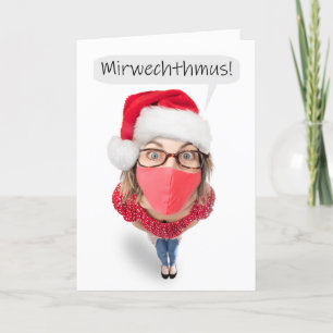God Jul Rolig Kvinna i Ansiktsmask Helgkort