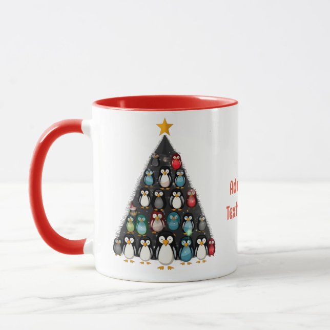 God Jul Rolig Pingvin Träd Röd Mugg (Vänster)