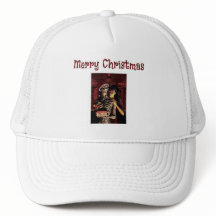 God jul. Rolig skelett med kvinna