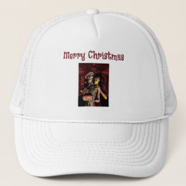 God jul. Rolig skelett med kvinna Keps