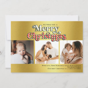 God jul Roligt Candy cane 3 Photo Faux Guld Julkort