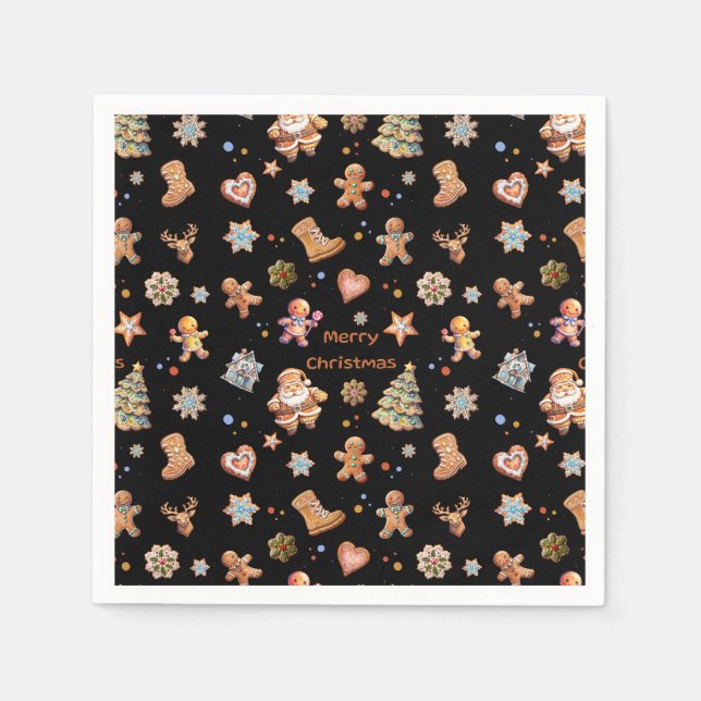 God jul Roligt Cute Gingerbröd Pappersservett (Framsidan)