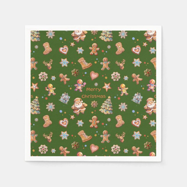 God jul Roligt Cute Gingertea Grönt Pappersservett (Framsidan)