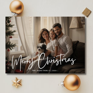 God jul Roligt Family Photo Chic Red Julkort