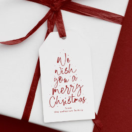 God jul roligt mörk röd personlig helgdag presentetikett